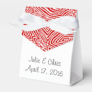 Red Scribbleprint Pattern Favor Box