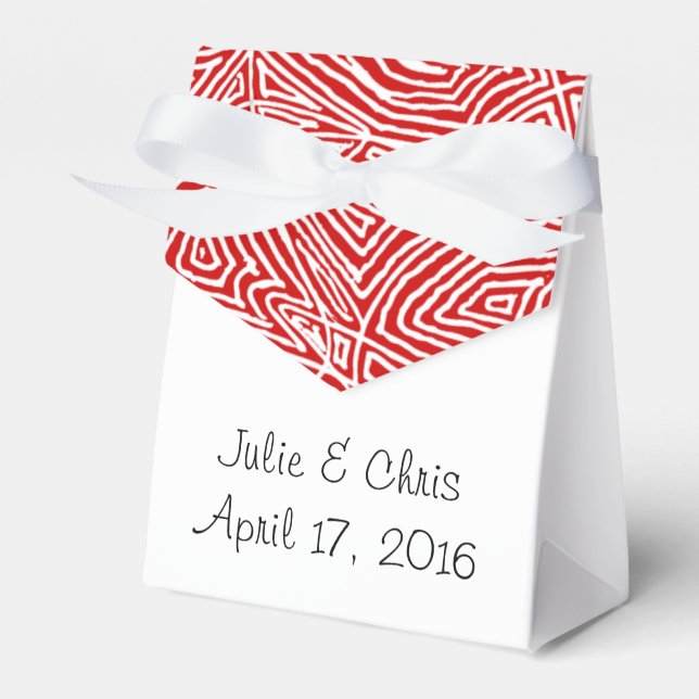Red Scribbleprint Pattern Favor Box (Front Side)