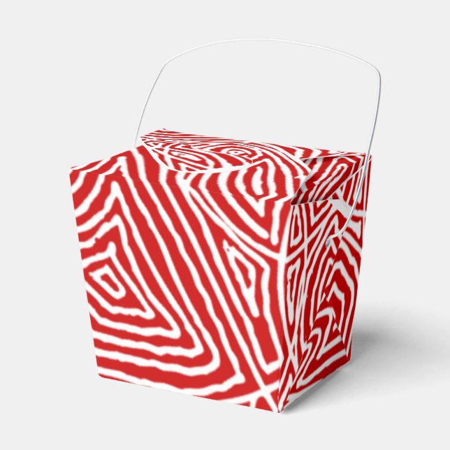 Red Scribbleprints Pattern Favor Box (Front Side)