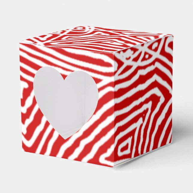 Red Scribbleprints Pattern Favor Box (Front Side)