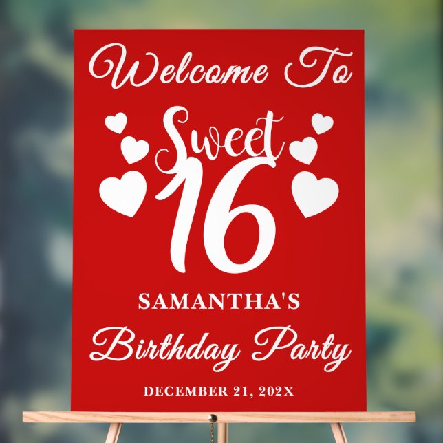 Red Script Christmas Sweet 16 Anniversaire Bienven (Neutre)