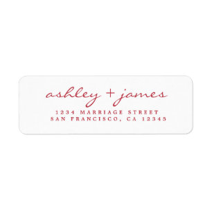 Red Script Elegant Mariage Adresse de retour
