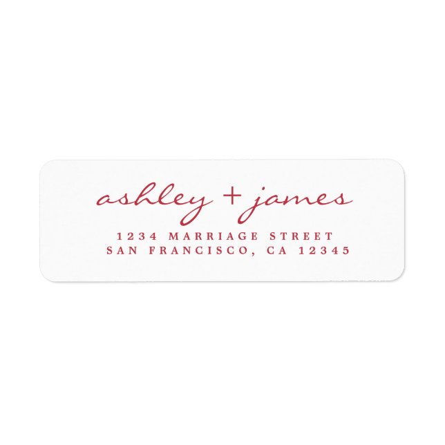 Red Script Elegant Mariage Adresse de retour (Devant)