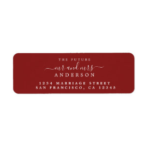Red Script Future Mr Mrs Return Address Label