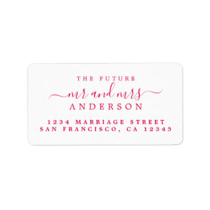 Red Script Future Mr Mrs Return Address Label
