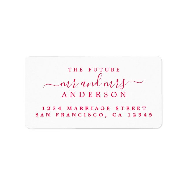 Red Script Future Mr Mrs Return Address Label (Front)