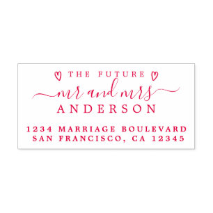 Red Script Future Mr Mrs Wedding Return Address Self-inking Stamp