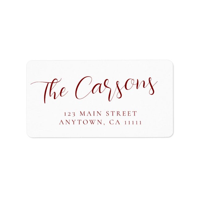Red Script Holiday Christmas Return Address Label (Front)