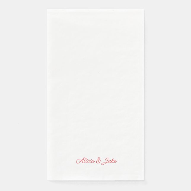 Red Script Names Personalized Wedding Napkin (Front)
