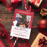 Red Script one Photo Christmas , Christmas Card<br><div class="desc">This elegant, minimalist red and white Merry Christmas holiday postcard with a handwritten script features a spot for one of your favourite personal photos and your personal message. Customize the back of the card with your special text. It can be sent to family and friends and is professional and simple...</div>