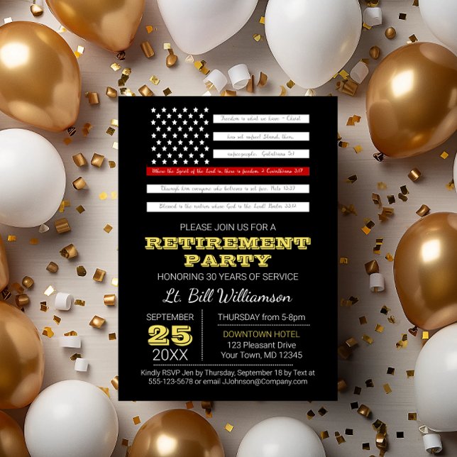 Red Scripture Flag Retirement Party Invitation (Creator Uploaded)