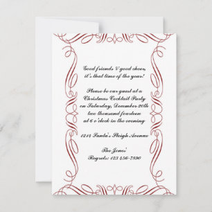 Red Scroll Frame Peppermint Frame Invitation