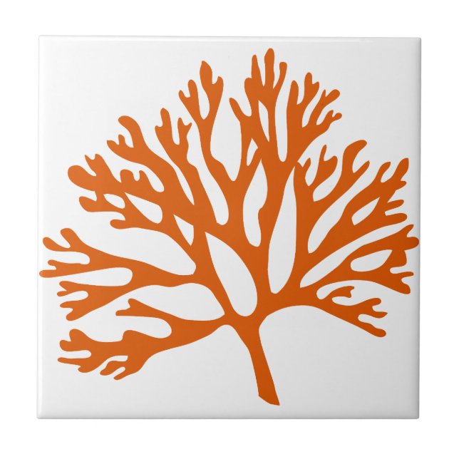 red sea coral silhouette tile (Front)