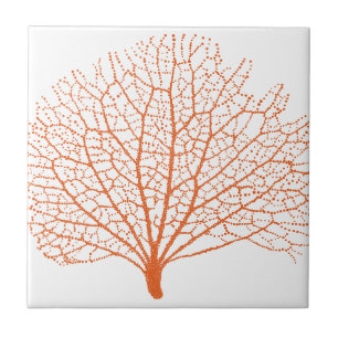 red sea fan coral silhouette tile