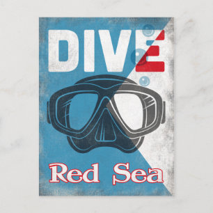 Red Sea Vintage Scuba Diving Mask Postcard