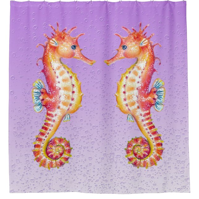 Red Seahorse Purple Bubbles (Front)
