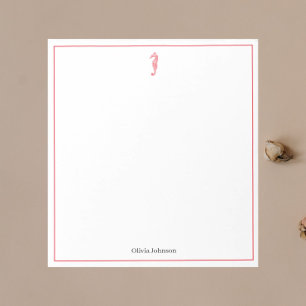 Red seahorse watercolor lillustration sea life notepad
