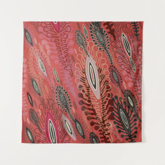 Red seamless decorative background with stylized v tapestry