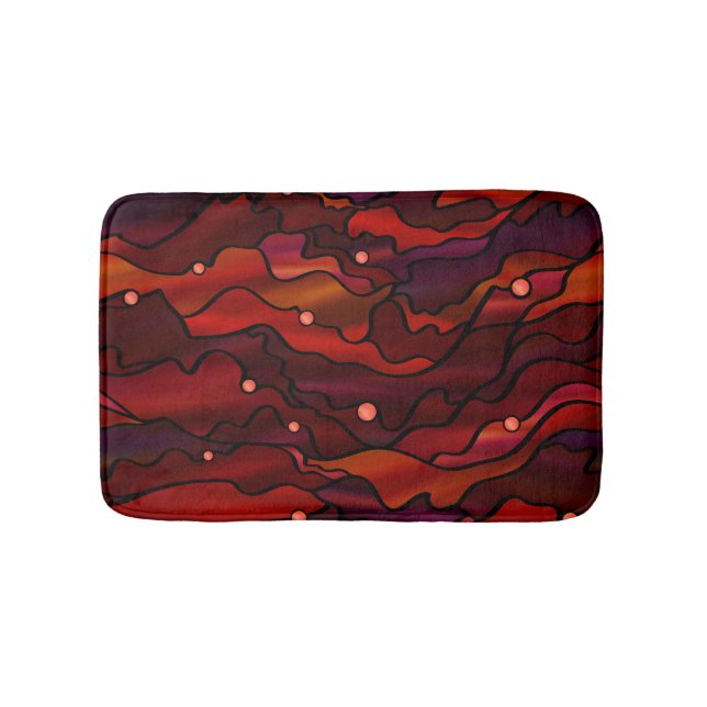 Red Seascape Abstract Bath Mat (Front)