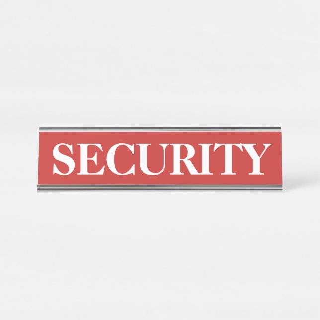 Red Security Desk Name Plate (Front)