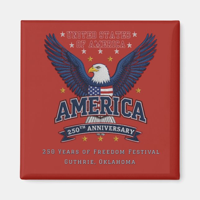 Red Semi-quincentennial  Custom Eagle Magnet  (Front)