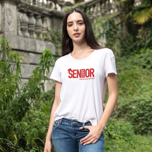 Red SENIOR with Graduation Cap T-Shirt (Creator Uploaded)