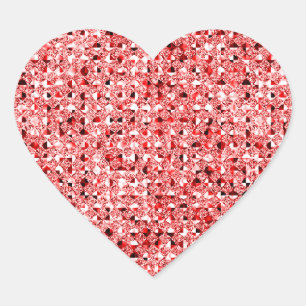 Red Sequin Effect Heart Sticker Sheets