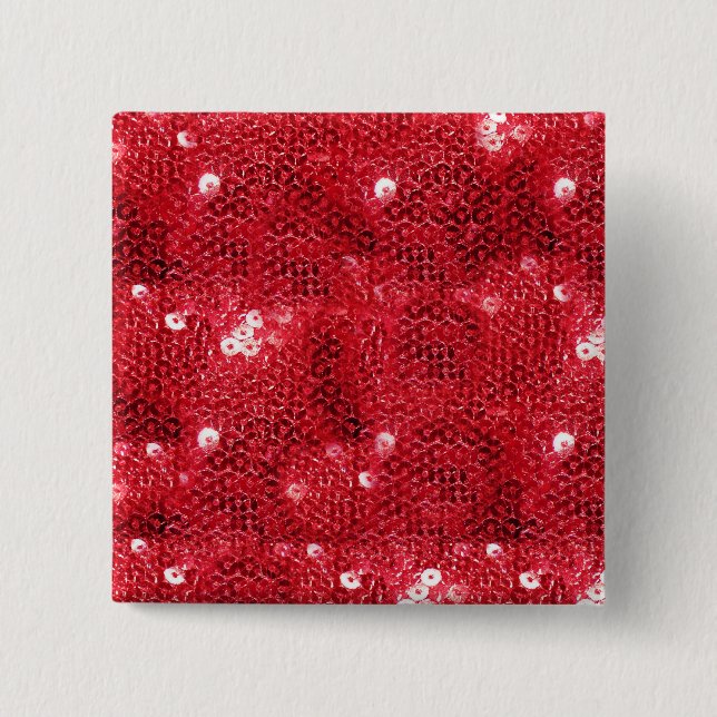 Red Sequin Image  Background 2 Inch Square Button (Front)