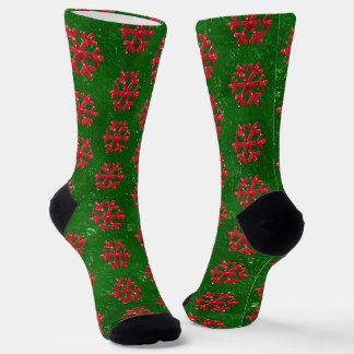 Red Sequin-Look Snowflake Christmas Socks