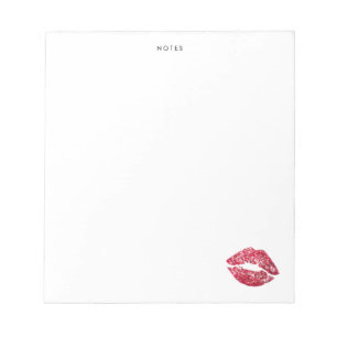 Red Sequins Glitter Lips Personalized Notepad