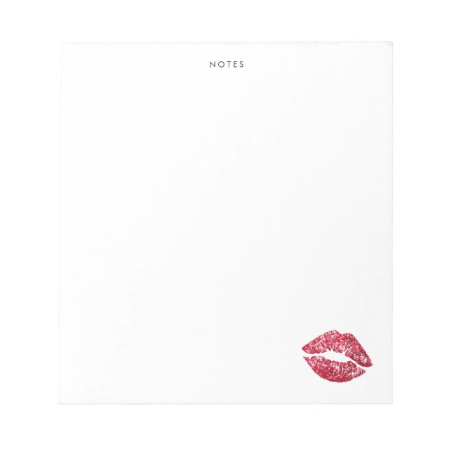 Red Sequins Glitter Lips Personalized Notepad (Front)