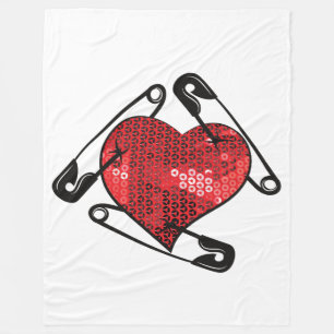 red sequins safety pin blanket