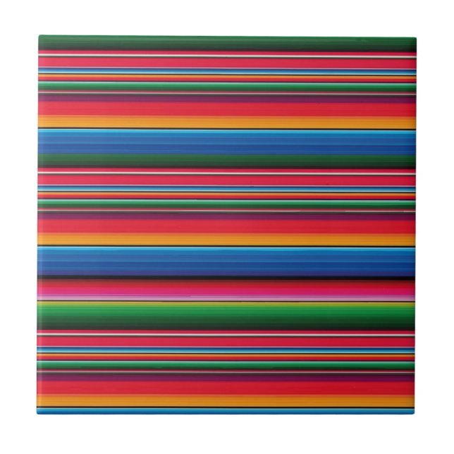 Red serape saltillo traditional mexican blanket th tile (Front)
