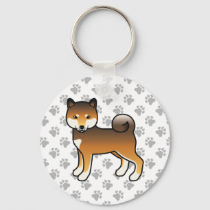 Red Sesame Shiba Inu Cartoon Dog & Paws Keychain
