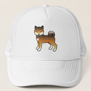 Red Sesame Shiba Inu Cute Cartoon Dog Illustration Trucker Hat
