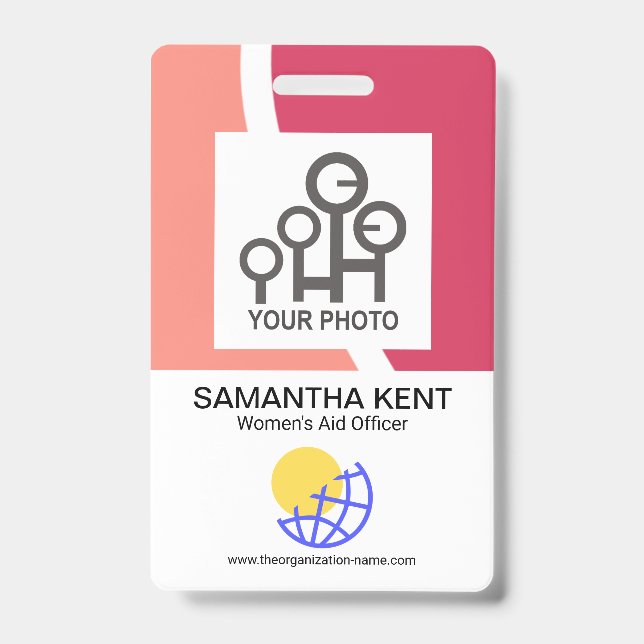 Red Shade Waves Company Name Template Badge (Front)