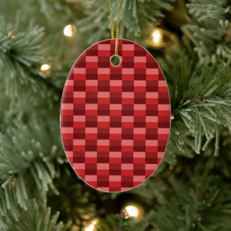 Red Shades Color Blocks Ceramic Ornament