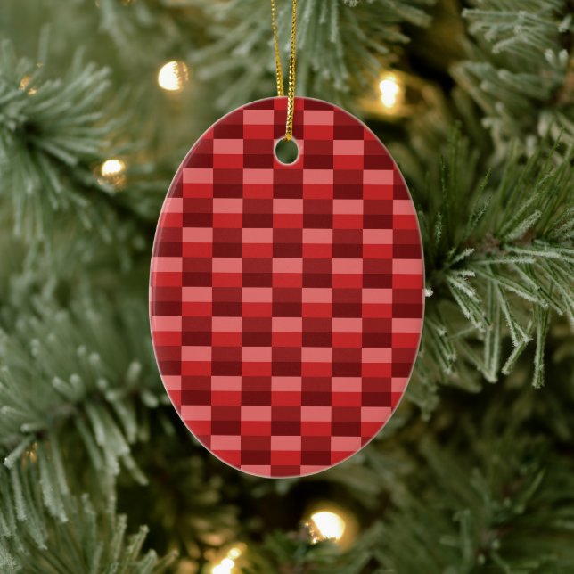 Red Shades Color Blocks Ceramic Ornament (Tree)