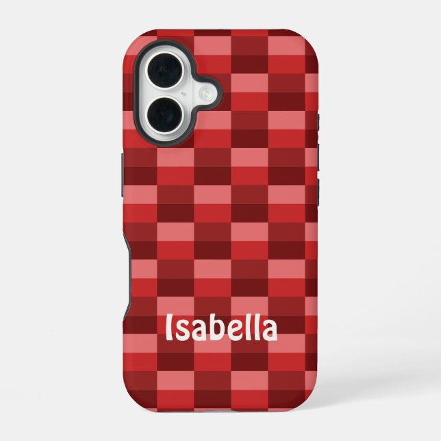 Red Shades Color Blocks iPhone 16 Case (Back)