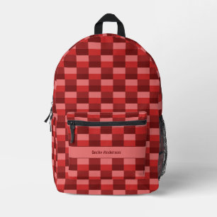 Red Shades Colour Blocks Printed Backpack