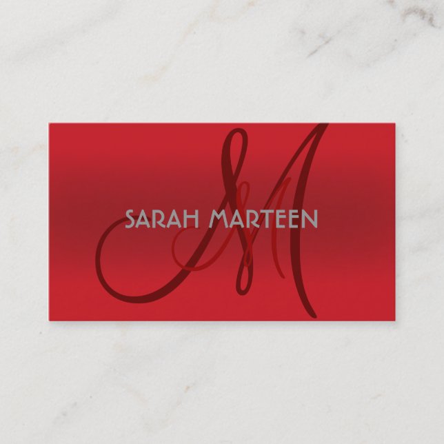 Red shades simple custom monogram business cards (Front)