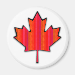 Red Shades Striped Canada Maple Leaf Texture Look Magnet