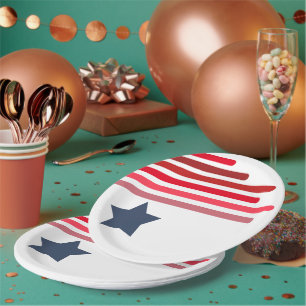 Red Shades with Blue Star - Customizable  Paper Plate