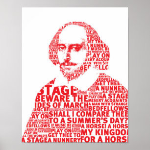 Red Shakespeare text design Poster