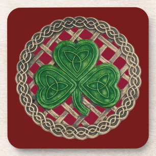 Red Shamrock And Celtic Knots Coasters