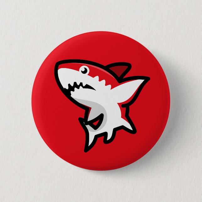 Red Shark 2 Inch Round Button (Front)