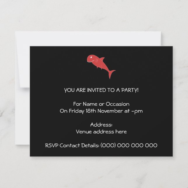 Red Shark on Black. Invitation (Front)