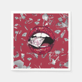 Red shattered glass and diamonds napkin