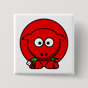 Red Sheep 2 Inch Square Button
