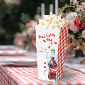 Red She's Ready to Pop Baby Shower Pop Corn Favor Box